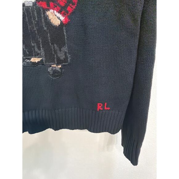 Polo by Ralph Lauren Polo Bear Pullover Crewneck Black Sweater Women’s Large - Picture 4 of 8